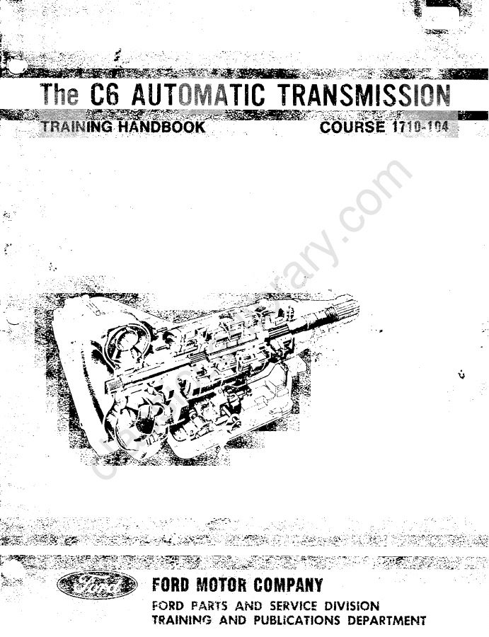Cover of 1970 Ford C6 Transmission Training Handbook