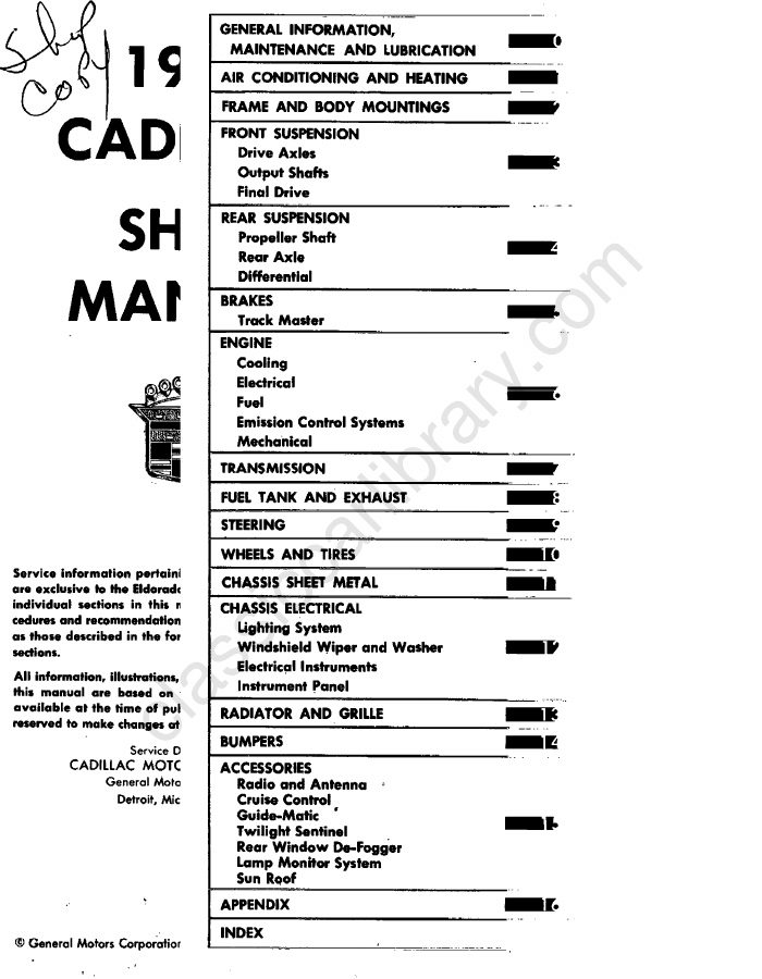 Cover of 1971 Cadillac Shop Manual