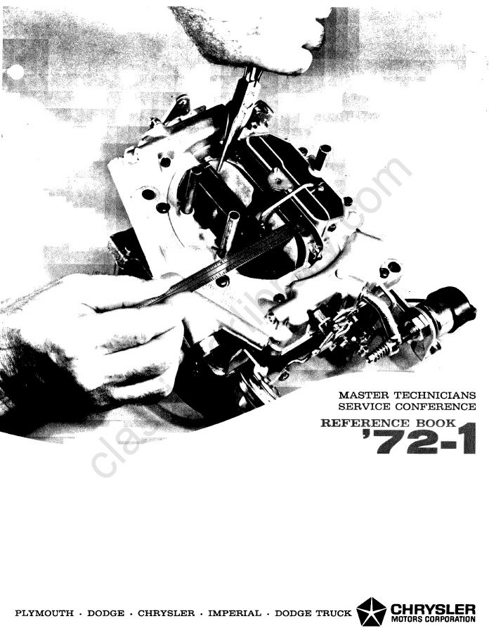 Cover of 1972 Chrysler Carter Thermo-Quad Carburetor Service Conference Reference Book