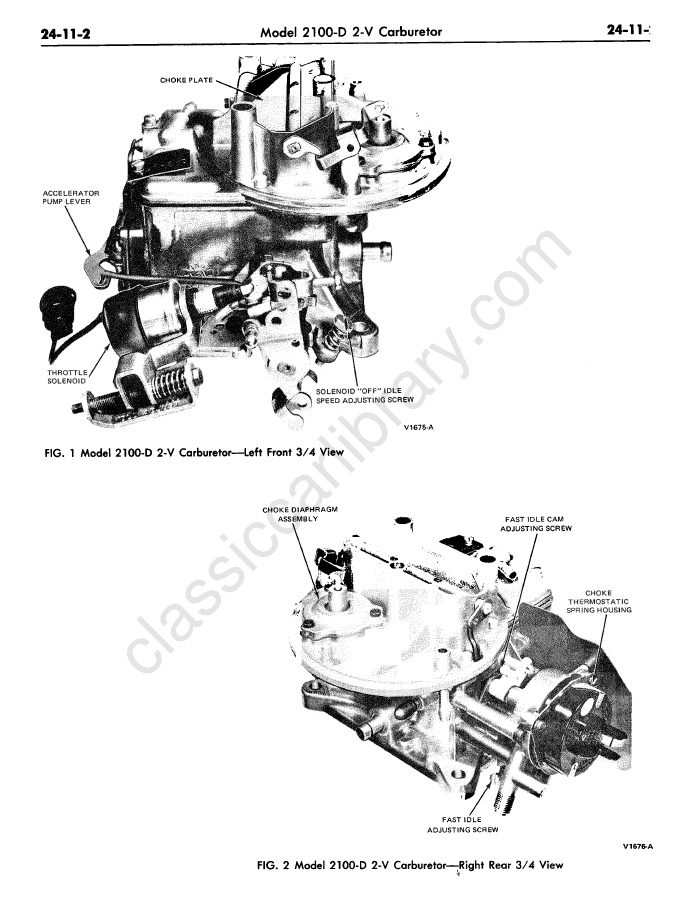 Cover of Ford Motorcraft 2100-D 2-V Carburetor Shop Manual Chapter (Part 24-11)
