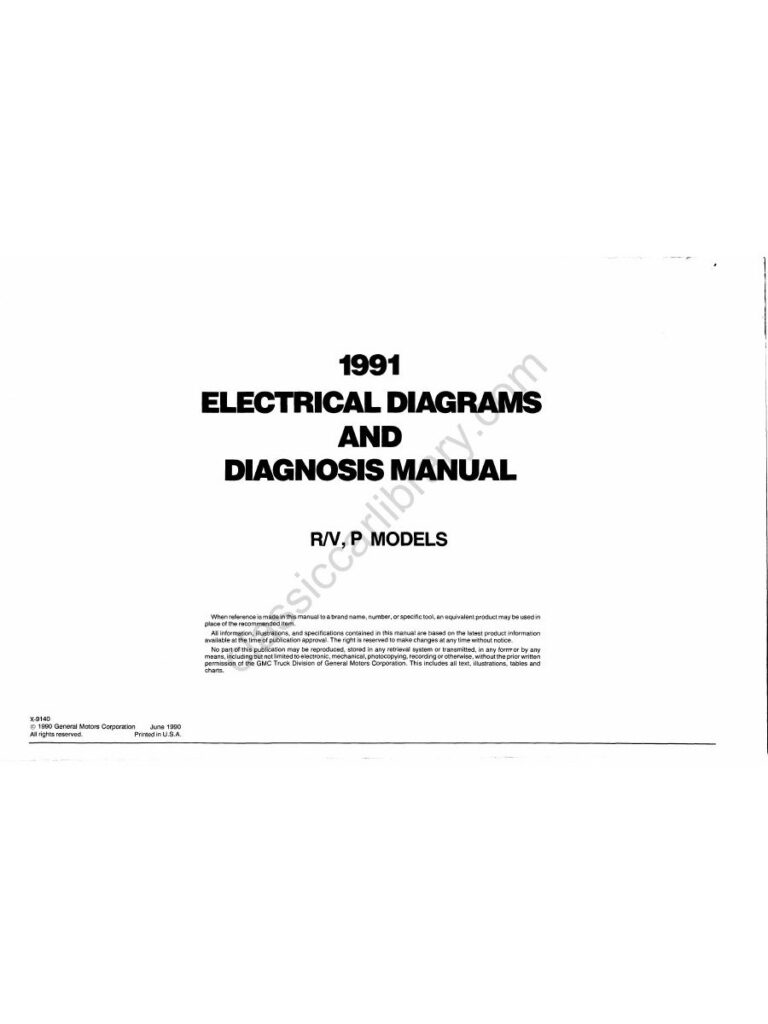 Cover of 1991 GMC R/V and P Electrical Diagrams and Diagnosis