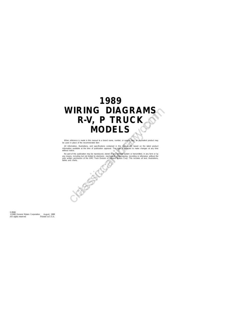 Cover of 1989 Chevrolet/GMC R/V and P Truck Wiring Diagrams