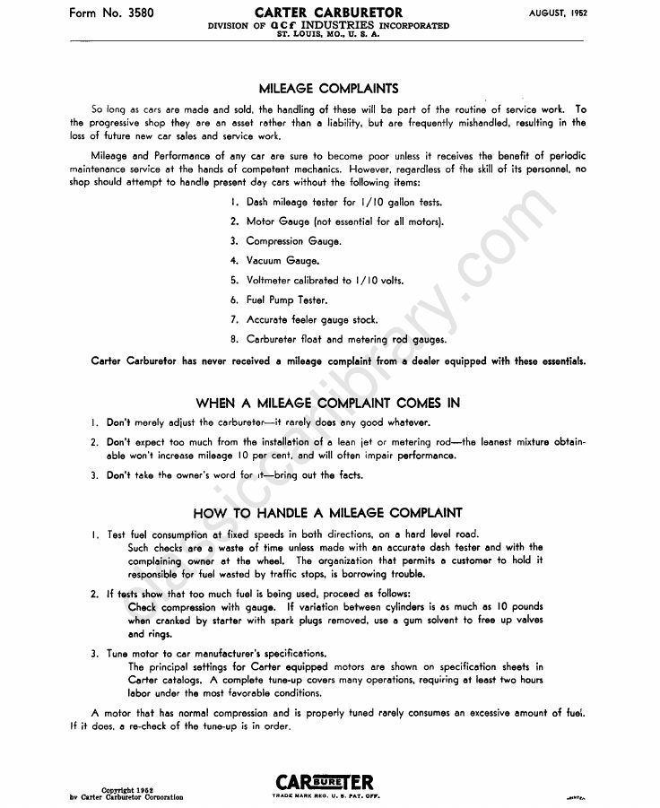 Cover of Carter Universal Carburetor Service Manual