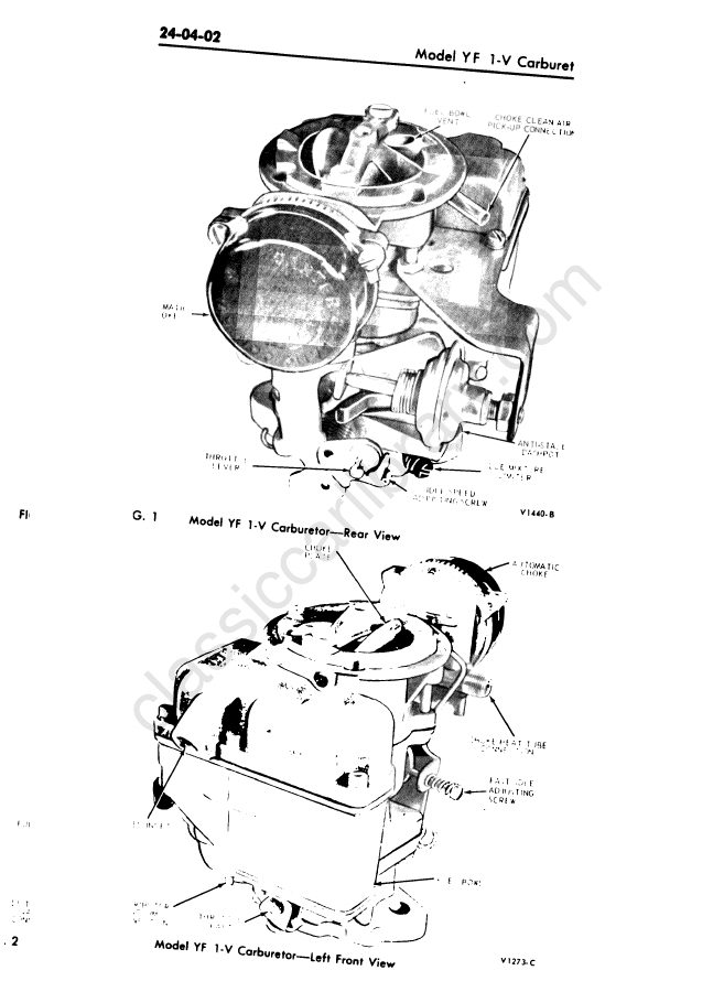 Cover of Ford Carter Model YF 1-V Carburetor Service Manual (Part 24-04)